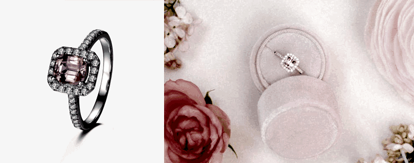 choix de l'anneau en or blanc sertie de diamants