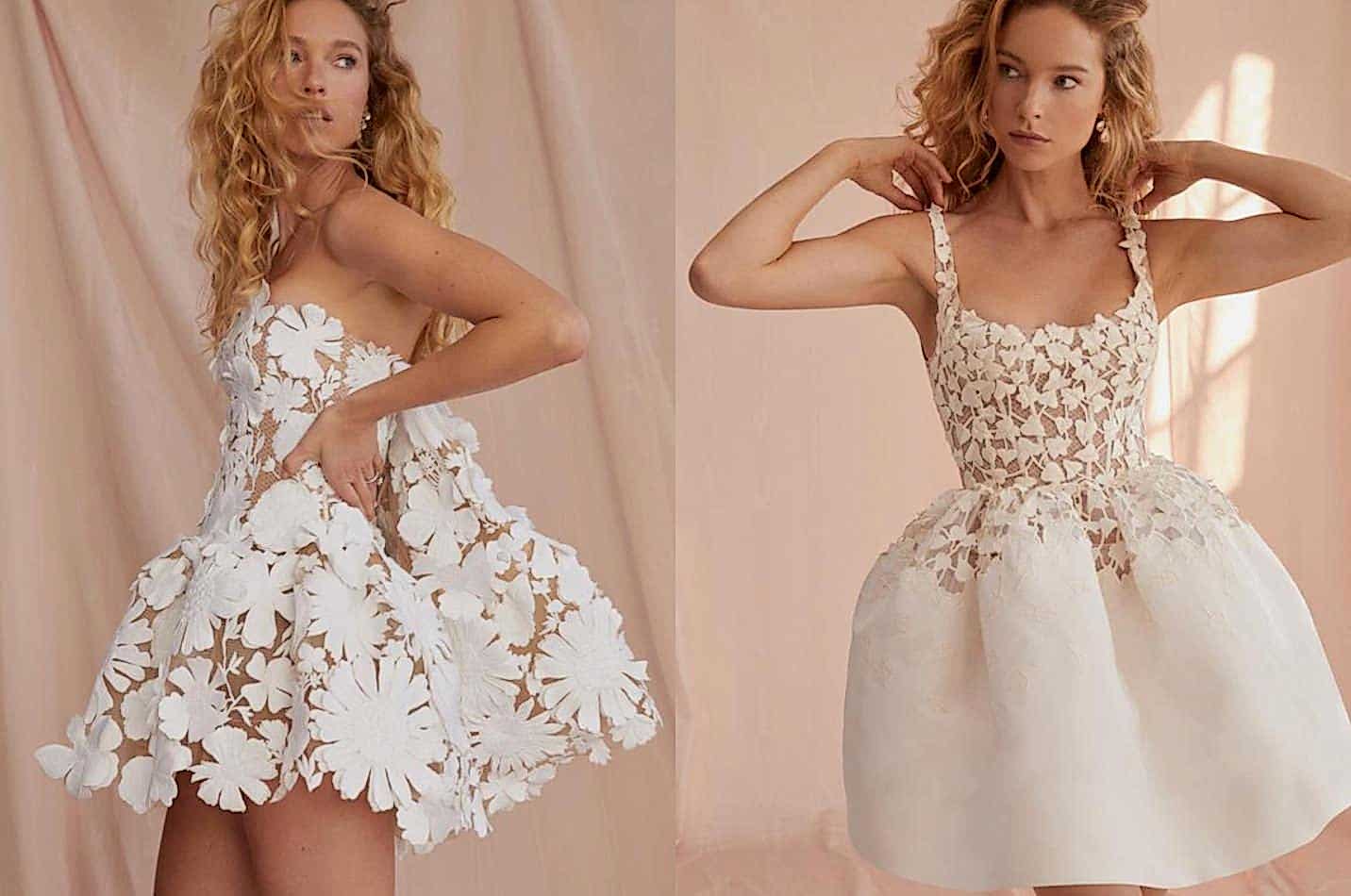 Tendances et inspiration robe courte maxi fleurs mariée 2022